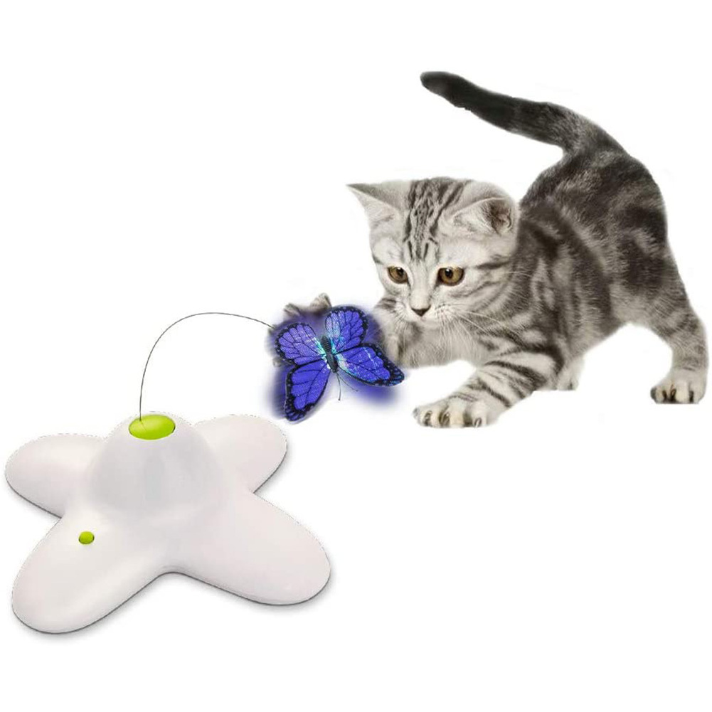 Automatic Electronic Pet Toy 360 Degree Rotating Motion Activated Butterfly Funny Cat Accessories Toys Pet Interactive Dog Toys