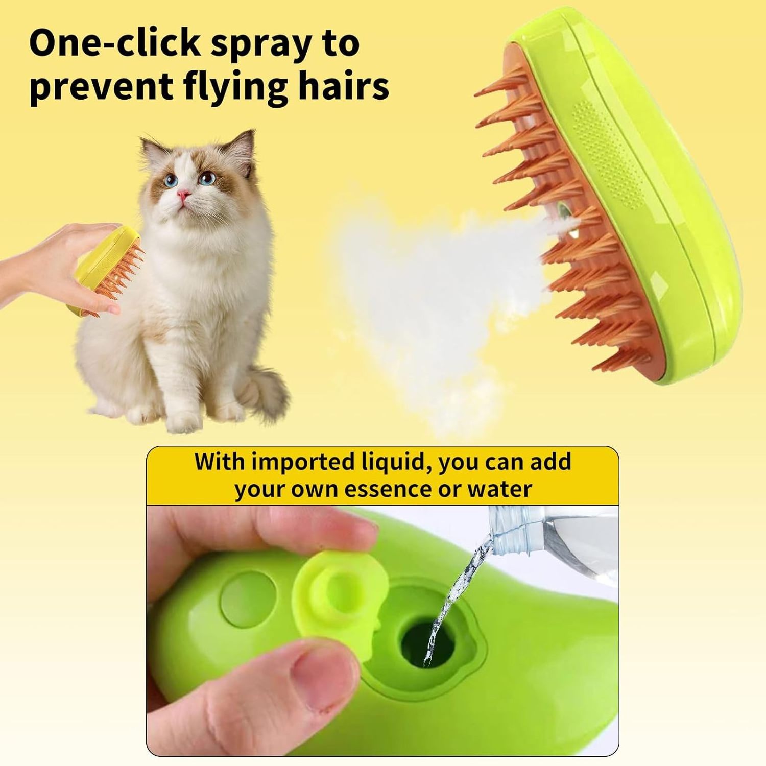 Steam Pet Brush Cat Steam Brush with Release Button 3 In 1 Cat Grooming Tools Self Cleaning Dog Cleaning Brush Dog Products