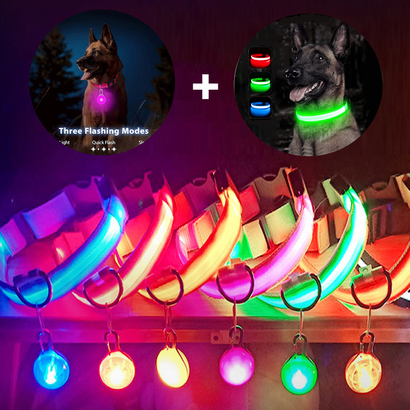 Electronic Pet LED Dog Collar Adjustable Flash Recharge Pet Collars Reflective LED Collars for Dogs Night Anti-Lost Dog Products