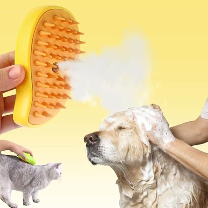 Steam Pet Brush Cat Steam Brush with Release Button 3 In 1 Cat Grooming Tools Self Cleaning Dog Cleaning Brush Dog Products