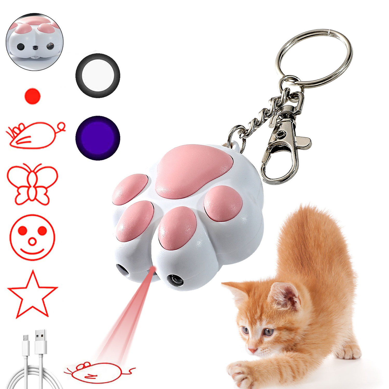 Electronic Pet Laser Pointer Cat toys Multifunctional USB Charging Pen Pointer Toy Cat Interactive Funny Indoor Cat Teaser Toys