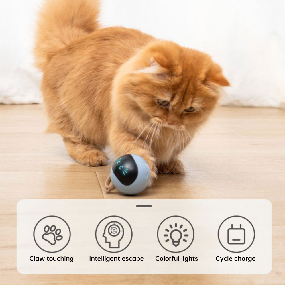 Automatic Cat Ball Toys Interactive Cat Toys Electronic Pet USB Rechargeable Self Rotating Indoor Pet Teaser Toys Cat Products