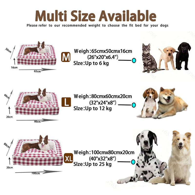 Festive Classic Tartan Cozy Dog Bed Long Plush Thickened Soft Dog Bed Luxury Soft Cat Nest Pet Bed Dog Products