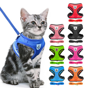 Cat Dog Harness Adjustable Vest Walking Lead Leash For Puppy Designer Dogs Collar Polyester Mesh Harness For Small Medium Dog