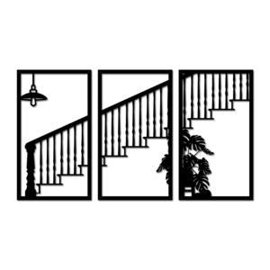 Custom Wall Art Decor Stairway Shape Single Line Minimalist Metal Wall Decor for Living Room-Black