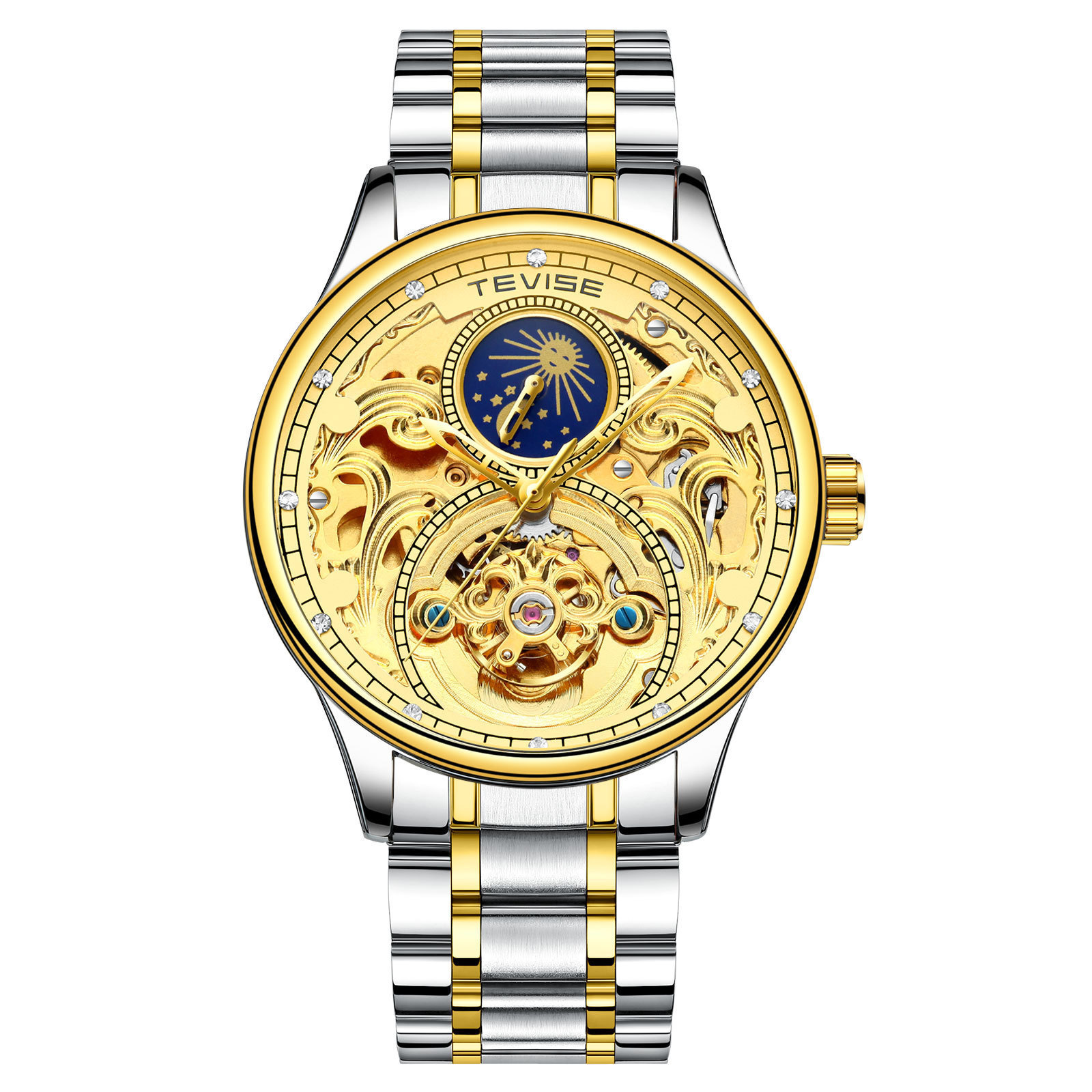 TEVISE T820A Men Tourbillon Mechanical Watch Man Automatic Wristwatch Watches With Moon Phase