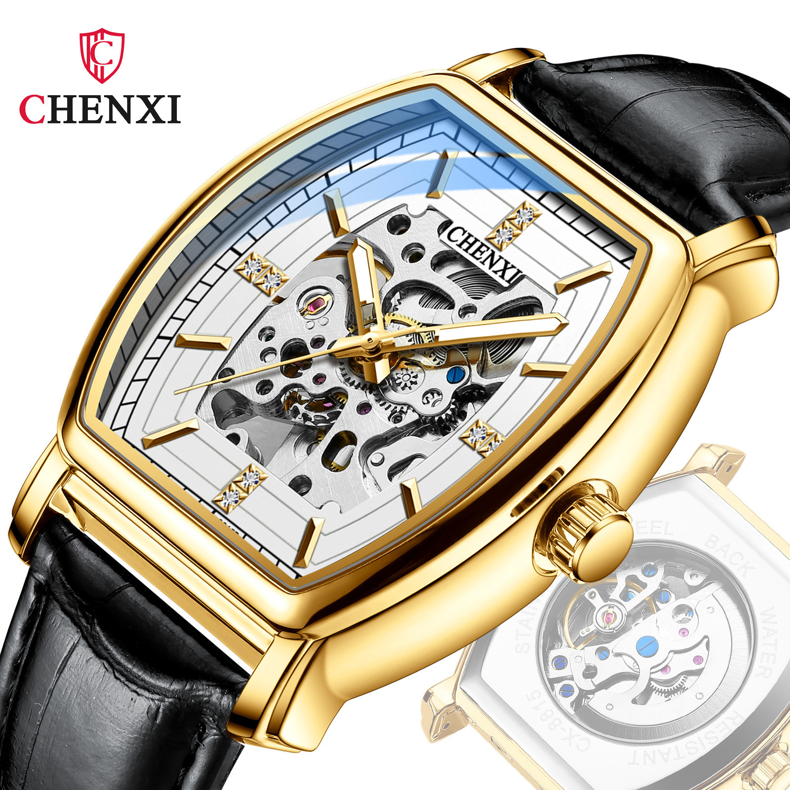 New CHENXI 8815B Hollow Out Watch For Male Stylish Automatic Mechanical Man Wristwatch Luminous Hands Luxury