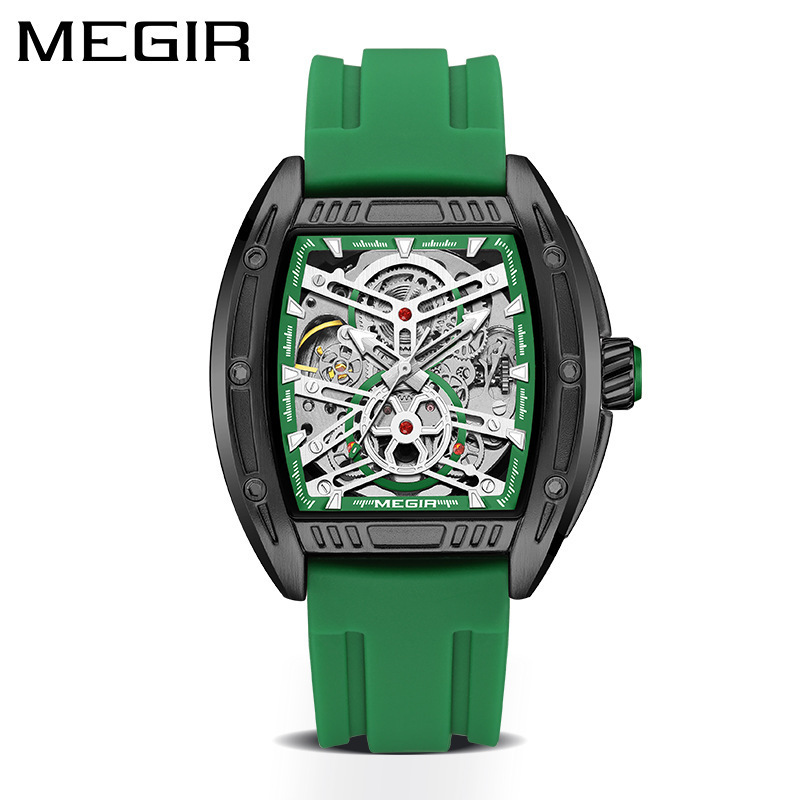 2023 New Arrival Mechanical Men Watches Megir 8601 Luxury Man Silicone Strap Automatic Watch