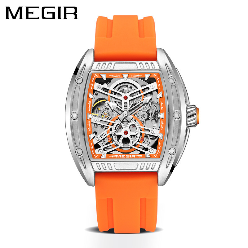 2023 New Arrival Mechanical Men Watches Megir 8601 Luxury Man Silicone Strap Automatic Watch