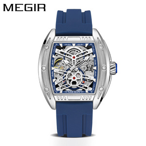 2023 New Arrival Mechanical Men Watches Megir 8601 Luxury Man Silicone Strap Automatic Watch