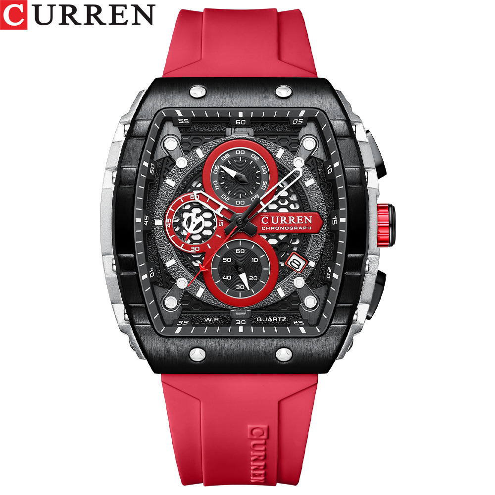 Newest Design Men Wristwatch CURREN 8442 Man Quartz Watches For Boys Luminous Hands Silicone Watch For Male