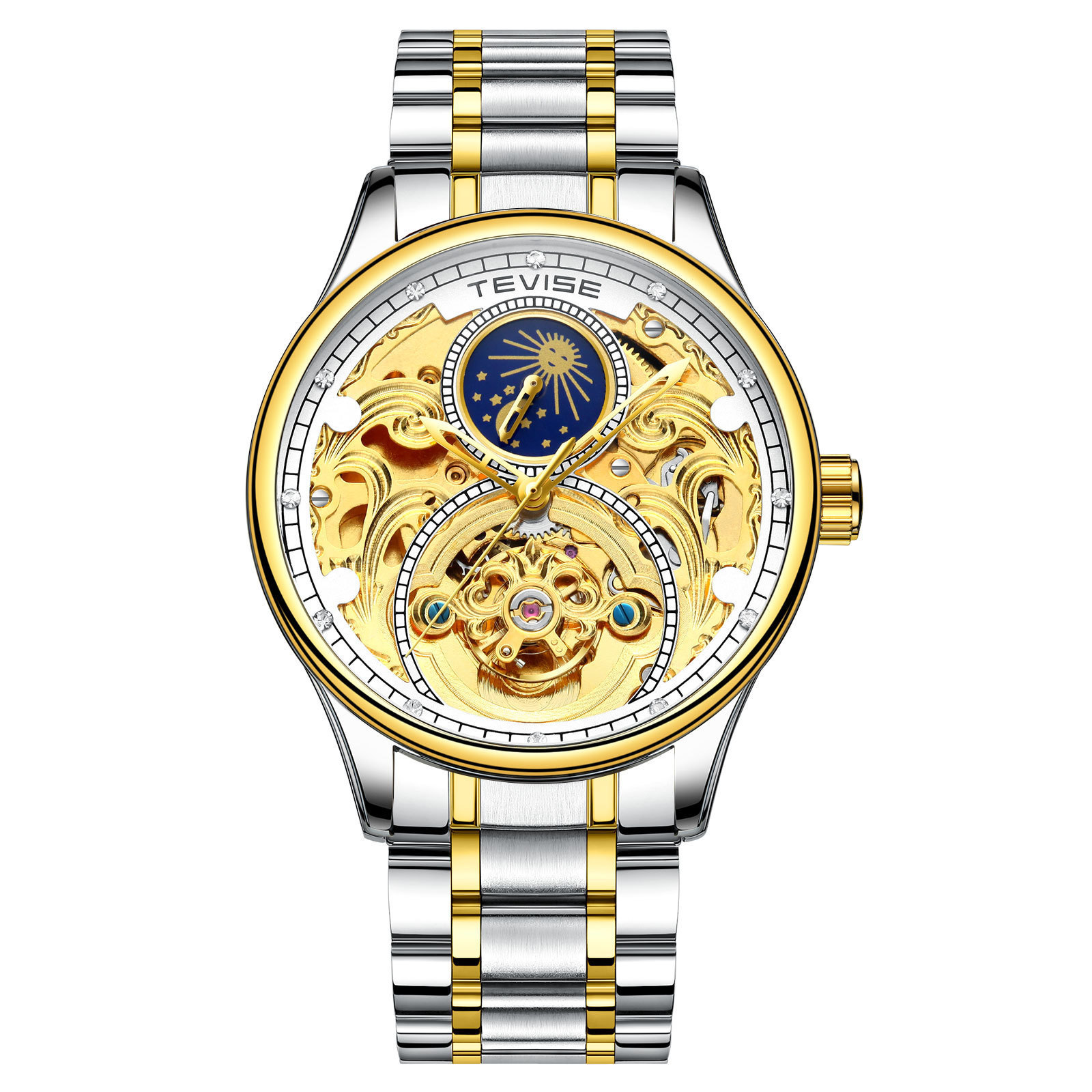 TEVISE T820A Men Tourbillon Mechanical Watch Man Automatic Wristwatch Watches With Moon Phase