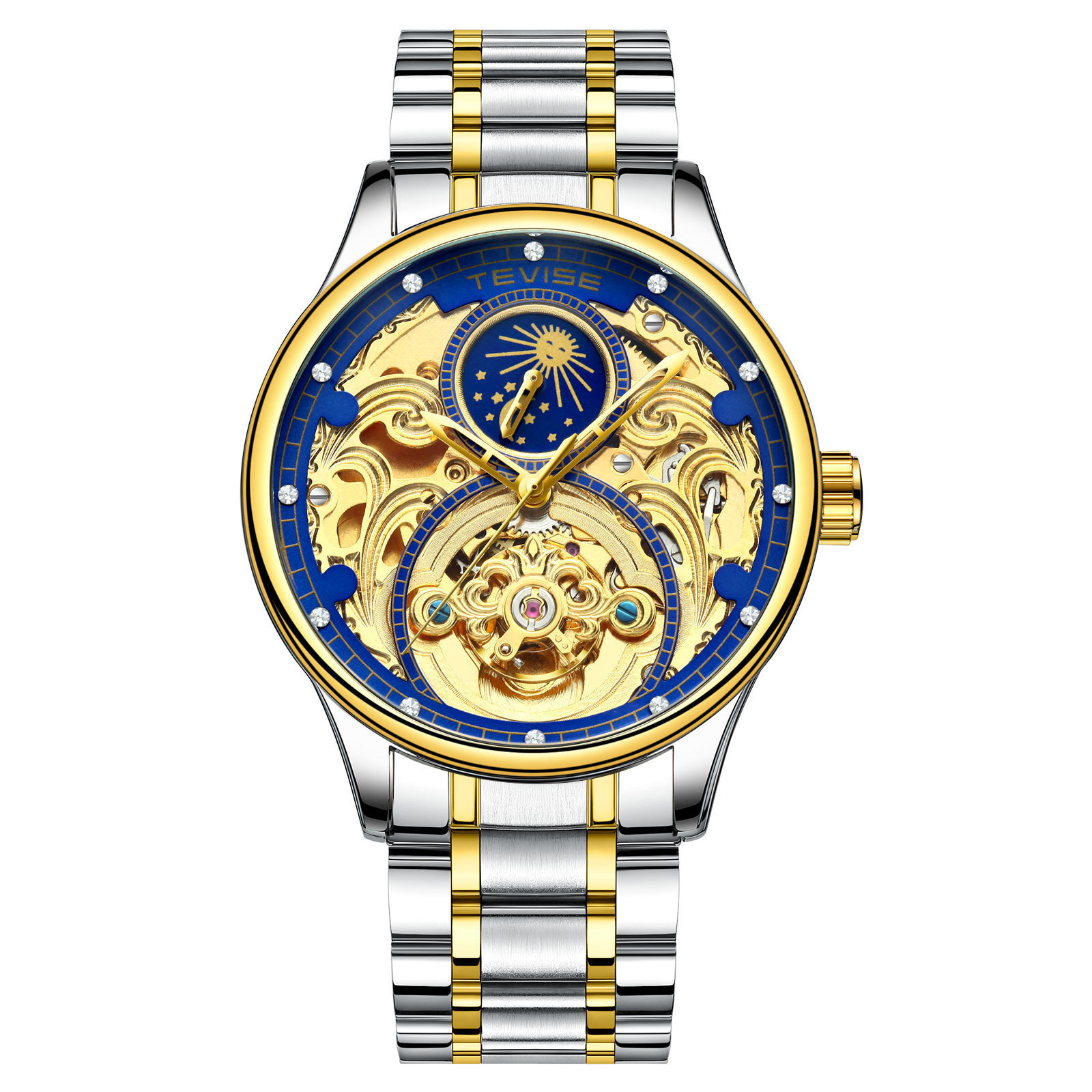 TEVISE T820A Men Tourbillon Mechanical Watch Man Automatic Wristwatch Watches With Moon Phase