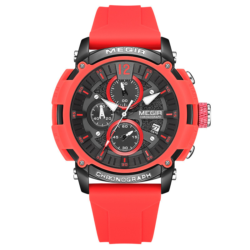 Relogio Masculino Megir 2208 New Fashion Silicone Chronograph Sport Watches Original Men Wrist Quartz Watch For Man