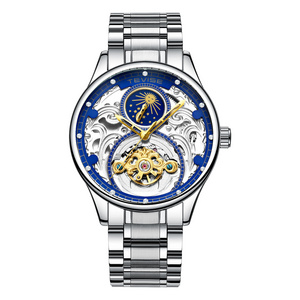 TEVISE T820A Men Tourbillon Mechanical Watch Man Automatic Wristwatch Watches With Moon Phase