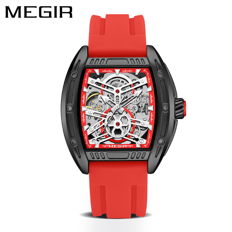 2023 New Arrival Mechanical Men Watches Megir 8601 Luxury Man Silicone Strap Automatic Watch