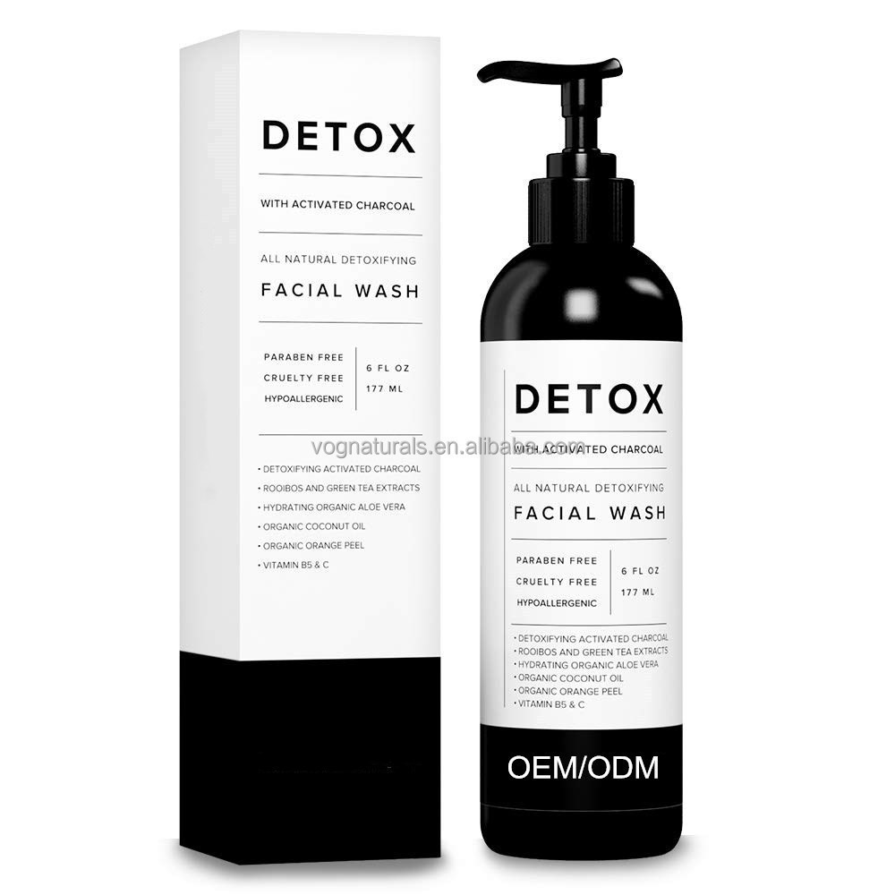 OEM Natural Activated Charcoal Facial Cleanser Acne Treatment Face Wash Anti Blackhead Detox Foam Cleanser