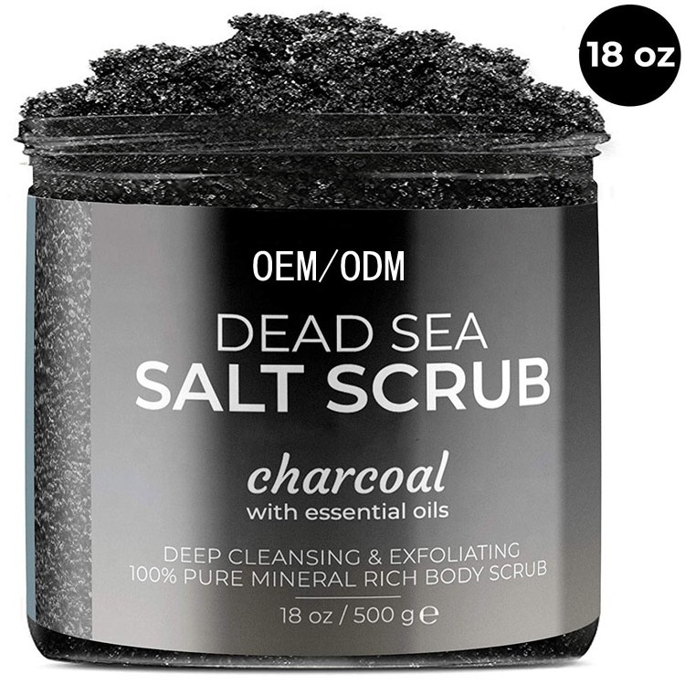 Private Label High Quality  Dead Sea Salt Activated Exfoliating Body Facial Scrub Natural Organic Bamboo Charcoal Scrub