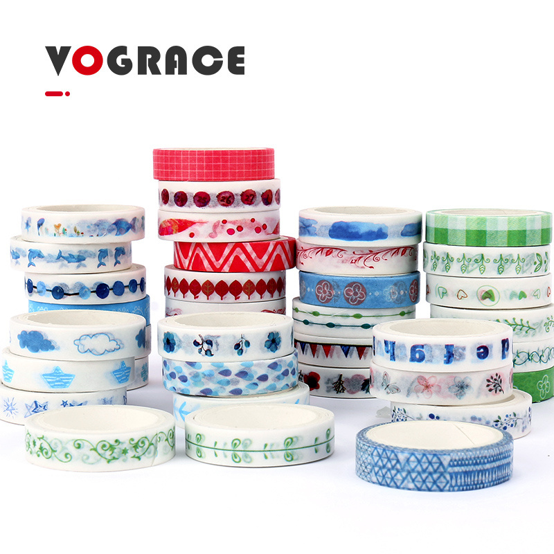 Vograce Personalized Custom Printing 15Mm Single Side Vintage Waterproof Japanese Masking Adhesive Gold Foil Cinta Washi Tape