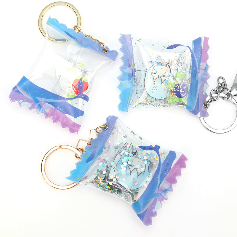 Vograce hot sale cheap custom candy bag acrylic colorful candy inflatable keychain charm