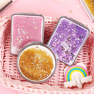 Wholesale Handheld Pocket Makeup Mirror Vintage Personalized Portable Mini Pink Heart Hand Held Vanity Mirror With Logo