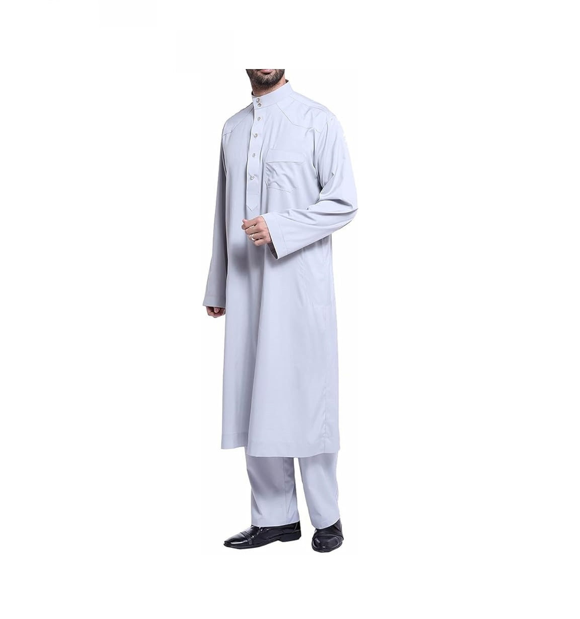 Latest New Fashion Men Thobe Silk Fabric Traditional Islamic Arabic Dress Al Daffah Jubba Thobes With Custom Your Logo