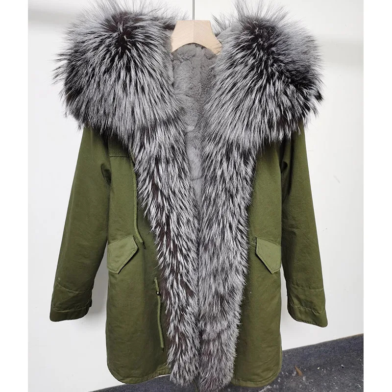 Top Quality  Breathable Womens Parkas From Pakistan Womens Parka jacket womens Parka With Raccoon Dog Fur Collar wholesale