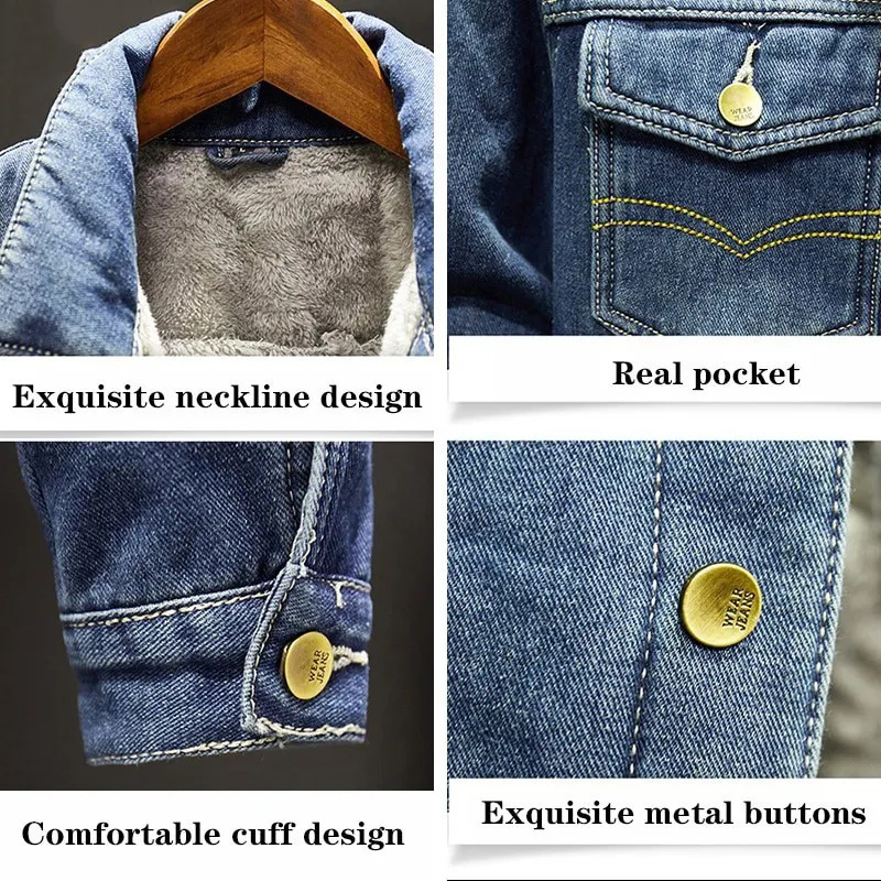 Custom Made men's Long Stretch Denim Jacket Men Jean Jacket Cotton Blue Winter Plain Denim Jacket For Men Plus Size