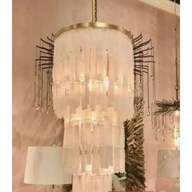 modern Frosted glass pendant light stair lamp ceiling fluted glass gold metal pendant light