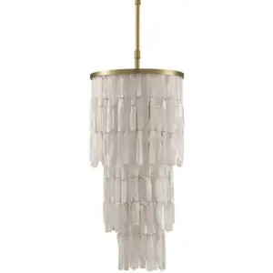 modern Frosted glass pendant light stair lamp ceiling fluted glass gold metal pendant light