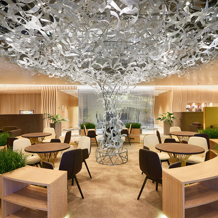 luxury lighting hotel lobby chandelier ceiling white glass stainless steel Modern large light