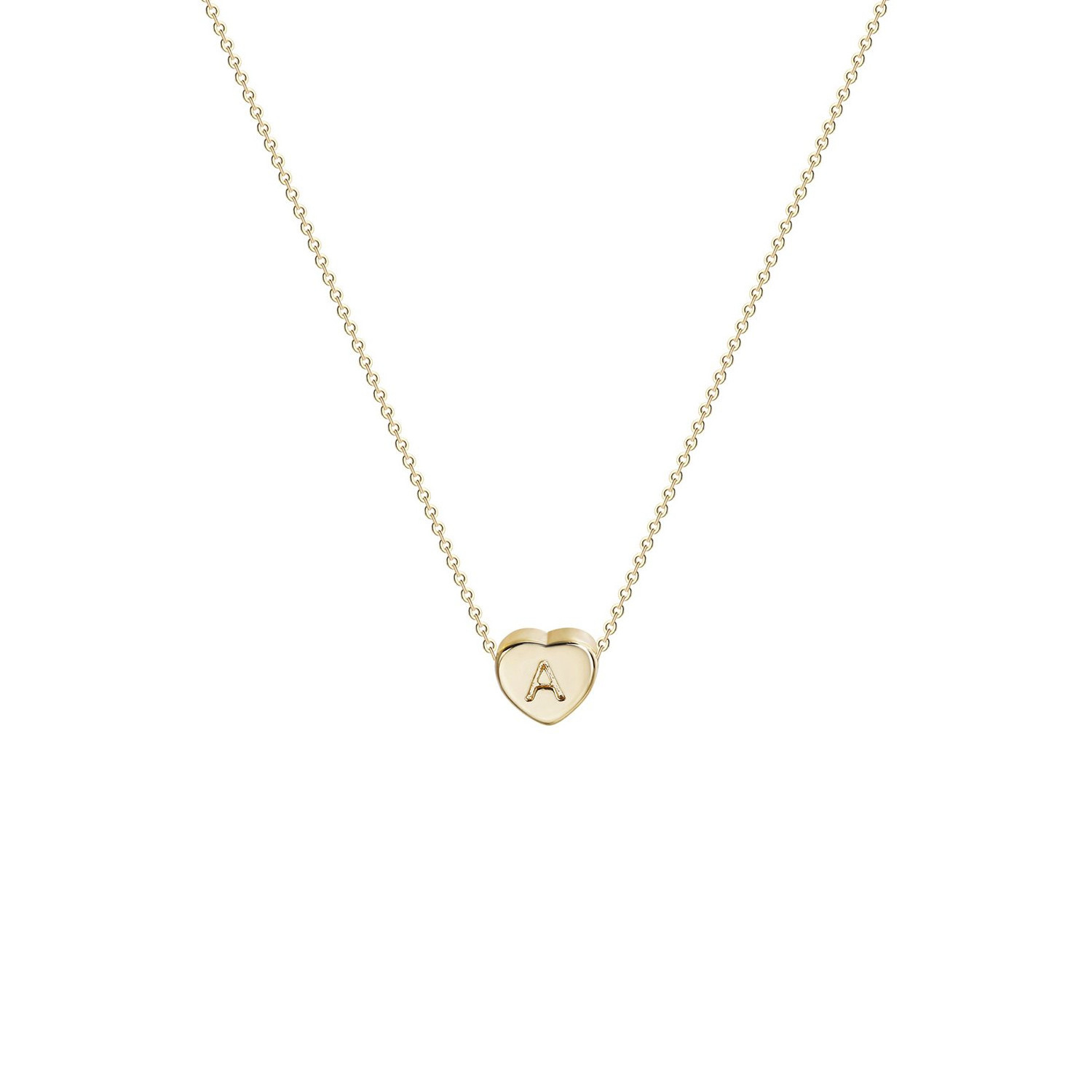 V&R Jewelry Gold Initial Heart Necklace 14K Gold Dainty Personalized Letter Heart Choker Necklace Gift for Women Kids Child