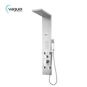 304 Anti-Finger Rainfall Shower Panel with Thermometer and Square Handshower Stainless Steel Shower Panel