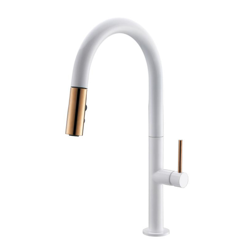 Vaguel white copper matte gold gooseneck 360 golden kitchen torneiras de cozinha faucet