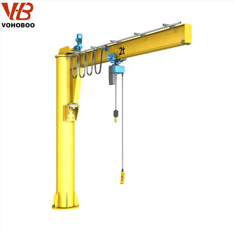 360 degree electric hoist rotating drawings floor pillar mounted slewing manual design calculation jib crane price