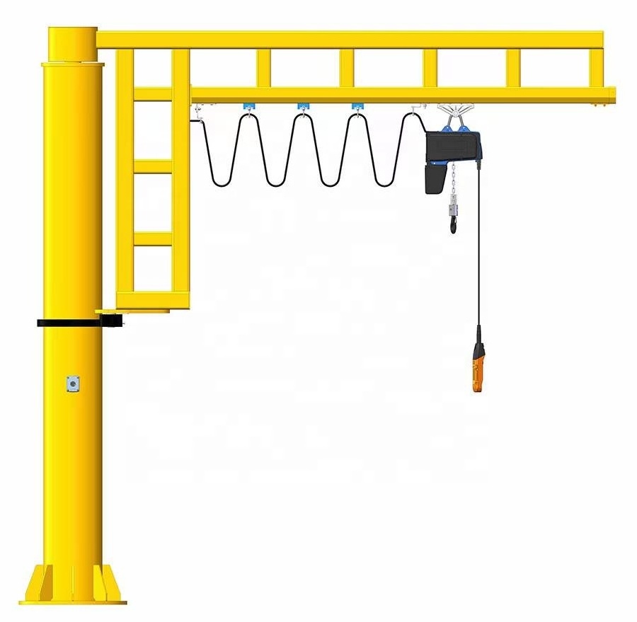 360 degree electric hoist rotating drawings floor pillar mounted slewing manual design calculation jib crane price