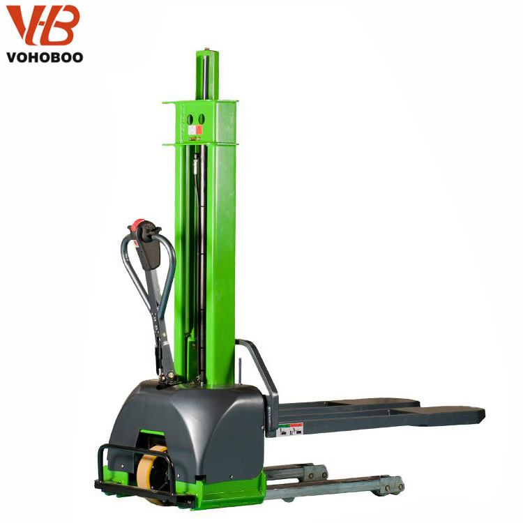 Hot Product Self -Loading Electric Stacker 500kg 1000kg  Portable Auto Lift Pallet Forklift With Lithium Battery