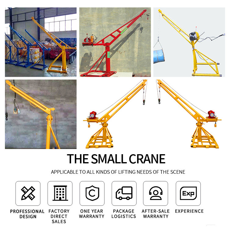 500kg 800kg 1000kg Small Construction Lifts Electric Winch Mini Lifting Crane Hoist with 360 Degree