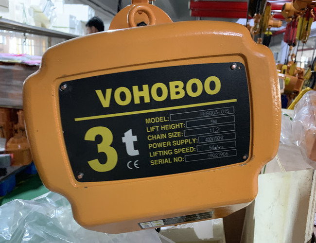 3 ton electric chain pulley block hoist VOHOBOO brand