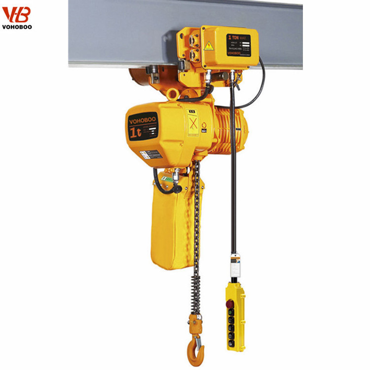 1 ton 9m small nitchi electric chain hoist with manual trolley