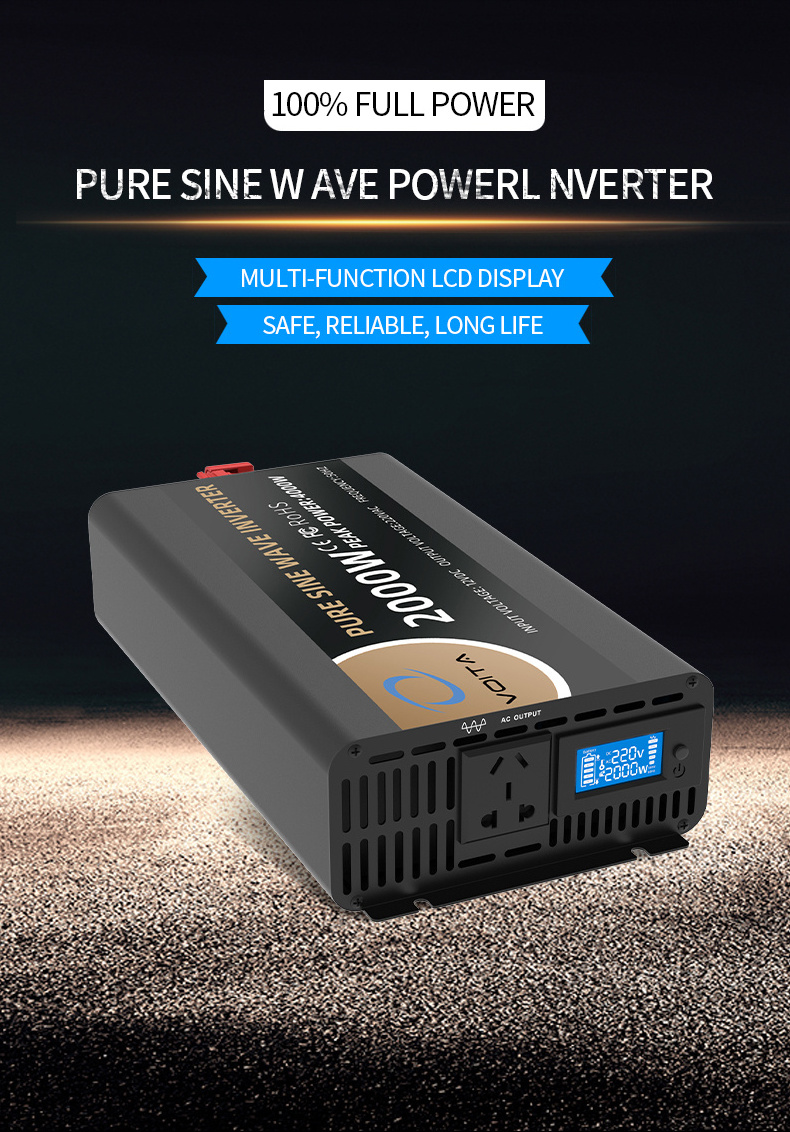 12v pure sine wave power inverter 2000w 110/220Vac dc to ac converter solar inverter