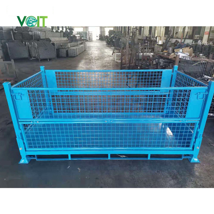 Automobile double size foldable steel heavy duty pallet stillage cage with lid