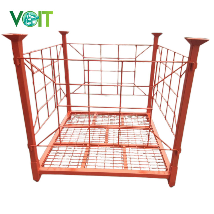 Customized metal vertical stacking tire rack with wire mesh decking