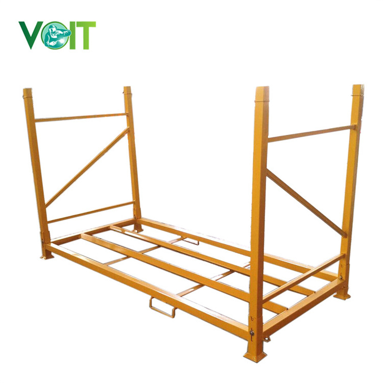 Heavy duty industrial portable stackable foldable tire rack for warehouse