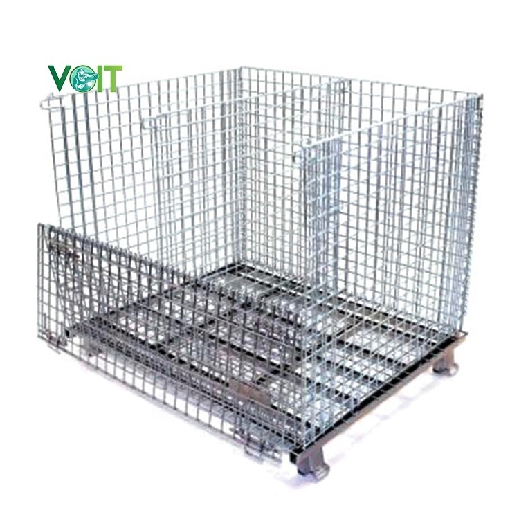 Industrial Warehouse Storage Metal Mesh Container on Wheels