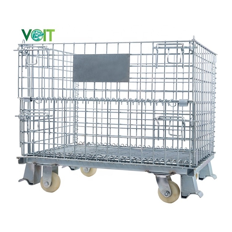 Industrial Warehouse Storage Metal Mesh Container on Wheels