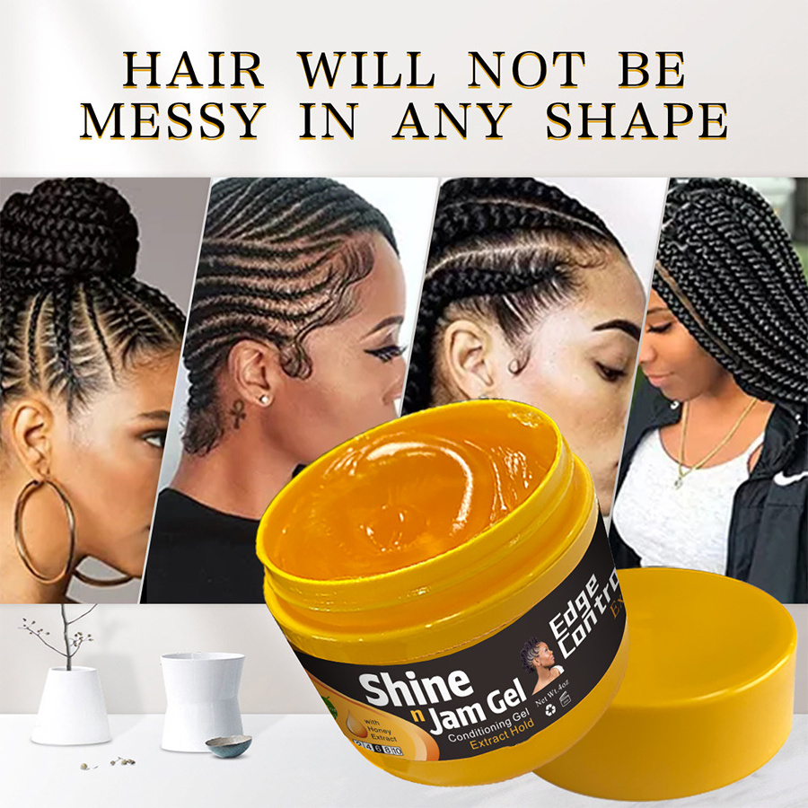 Strong Hold Edge Control Shine n Jam Hair Gel Wholesale 8oz Edge Control Private Label Shine and jam Braid Gel