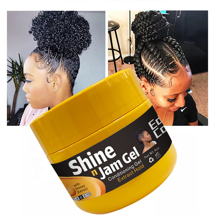 Strong Hold Edge Control Shine n Jam Hair Gel Wholesale 8oz Edge Control Private Label Shine and jam Braid Gel