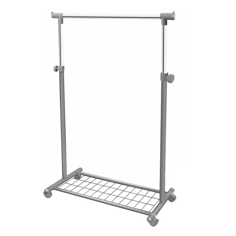 Single Pole Metal Foldable Garment Rack With Shoe Shelf Garment Display Rack Clothes Drying Portable Drying Rack