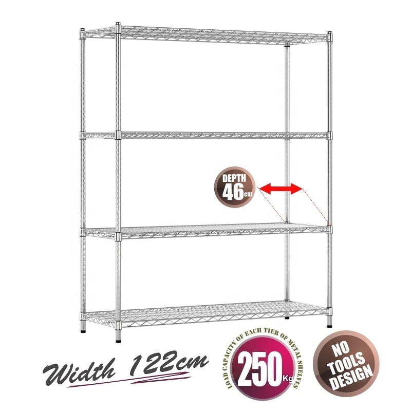 Heavy Duty 120*60 CM Chrome Rust Resistant Wire Mesh Shelves 250 KGS For 1